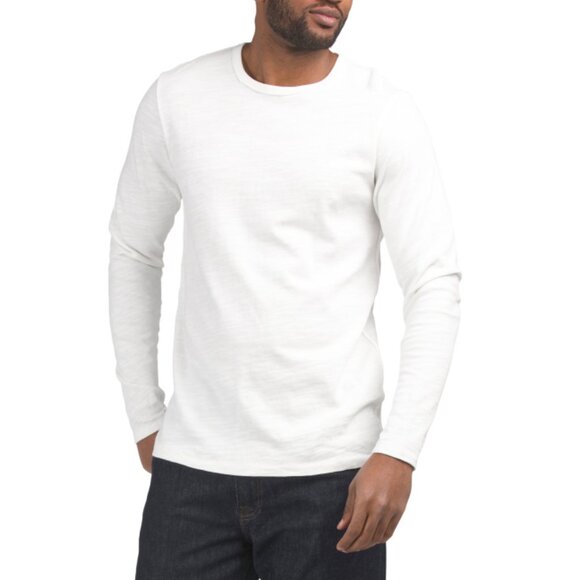RAG & BONE White Classic Long Sleeve Heathered Tee